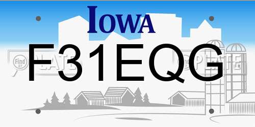 F31EQG Iowa License Plate