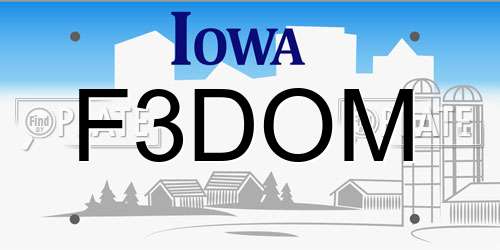 F3DOM Iowa License Plate