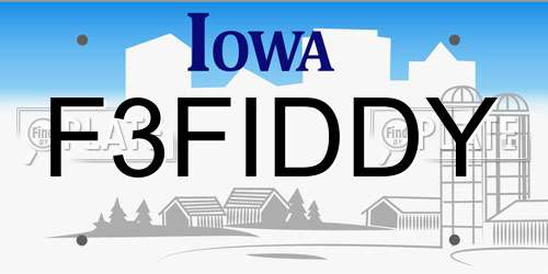 F3FIDDY Iowa License Plate