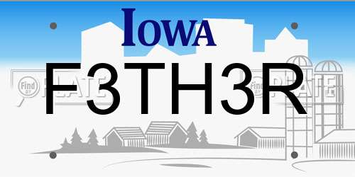 F3TH3R Iowa License Plate
