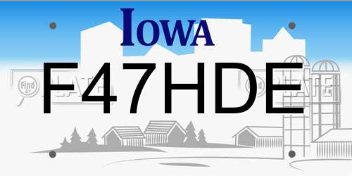 F47HDE Iowa License Plate