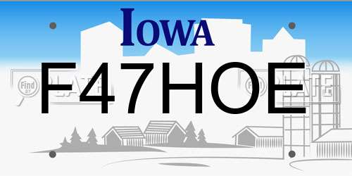 F47HOE Iowa License Plate