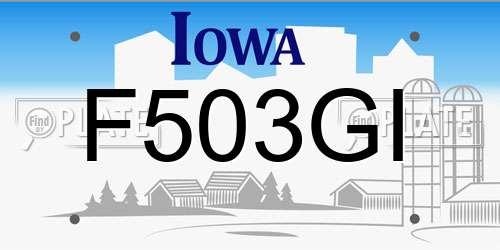 F503GI Iowa License Plate