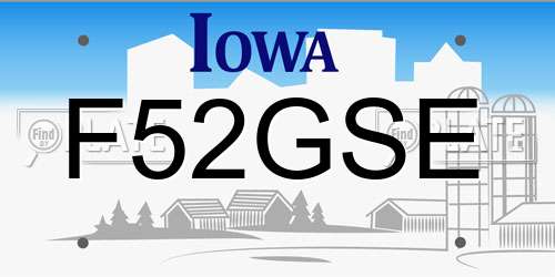 F52GSE Iowa License Plate