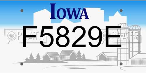 F5829E Iowa License Plate