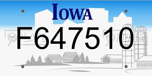 F647510 Iowa License Plate