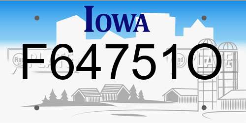 F64751O Iowa License Plate