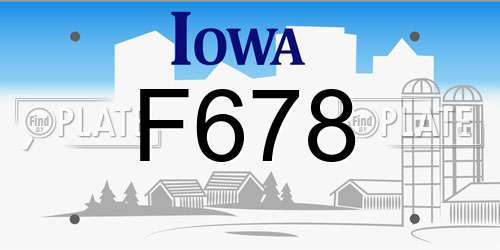 F678 Iowa License Plate