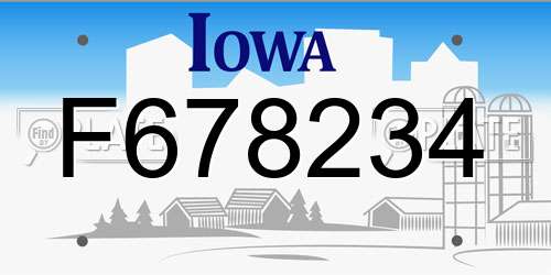 F678234 Iowa License Plate