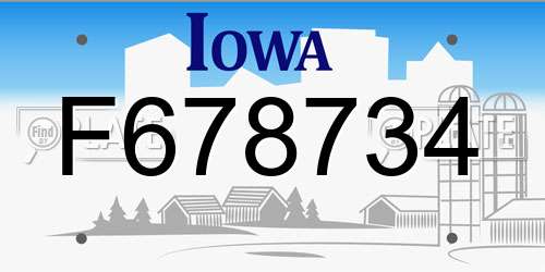 F678734 Iowa License Plate