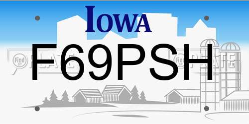 F69PSH Iowa License Plate