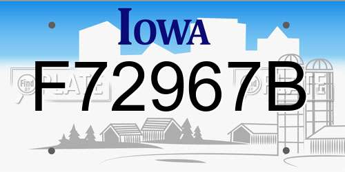 F72967B Iowa License Plate