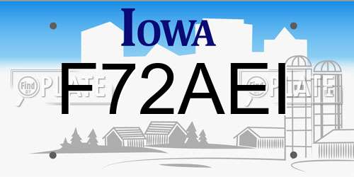 F72AEI Iowa License Plate