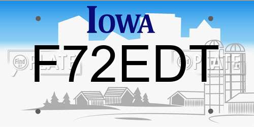F72EDT Iowa License Plate