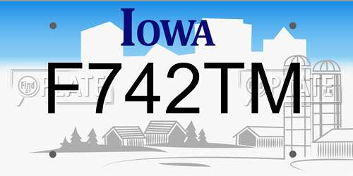 F742TM Iowa License Plate