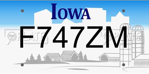F747ZM Iowa License Plate