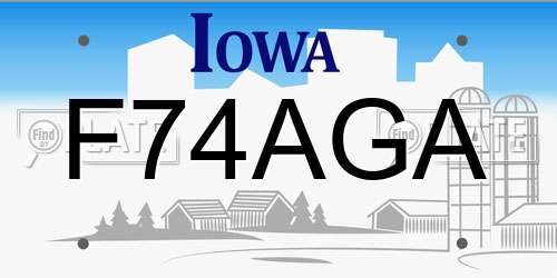 F74AGA Iowa License Plate