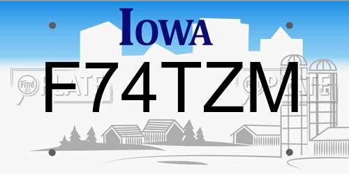 F74TZM Iowa License Plate