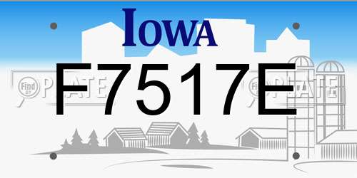 F7517E Iowa License Plate