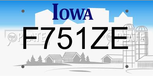 F751ZE Iowa License Plate