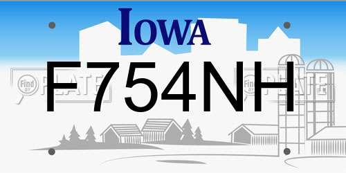 F754NH Iowa License Plate