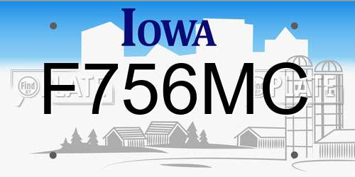 F756MC Iowa License Plate
