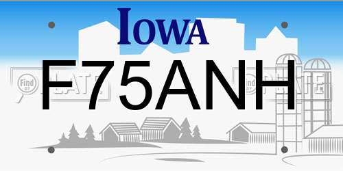 F75ANH Iowa License Plate