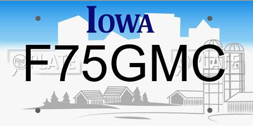 F75GMC Iowa License Plate