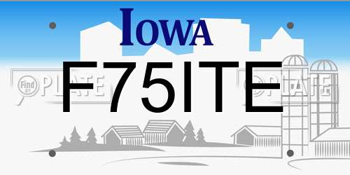 F75ITE Iowa License Plate