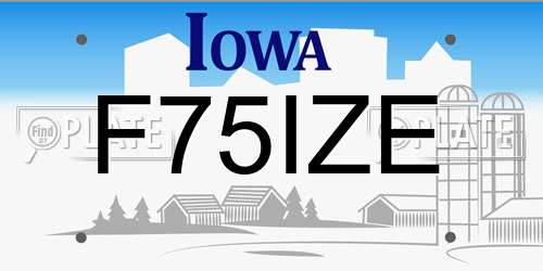 F75IZE Iowa License Plate