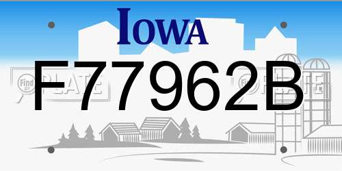 F77962B Iowa License Plate