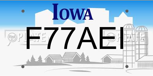 F77AEI Iowa License Plate
