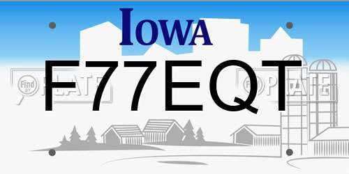 F77EQT Iowa License Plate