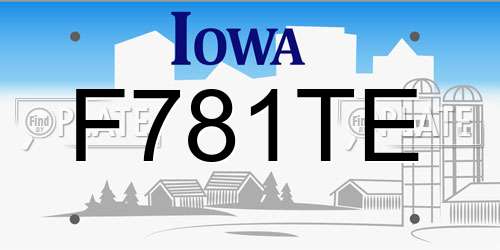 F781TE Iowa License Plate
