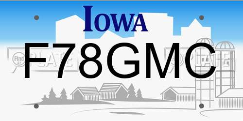 F78GMC Iowa License Plate