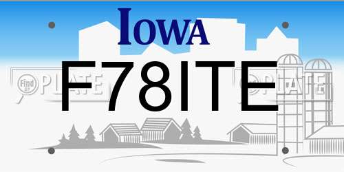 F78ITE Iowa License Plate