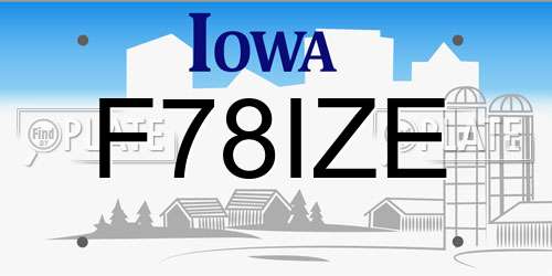 F78IZE Iowa License Plate