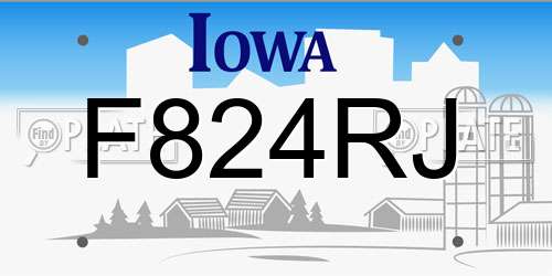 F824RJ Iowa License Plate