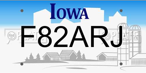 F82ARJ Iowa License Plate