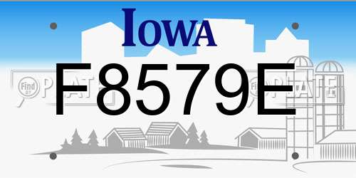 F8579E Iowa License Plate