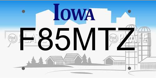 F85MTZ Iowa License Plate
