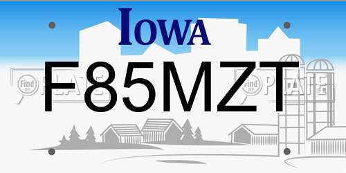 F85MZT Iowa License Plate