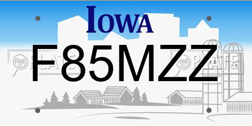 F85MZZ Iowa License Plate