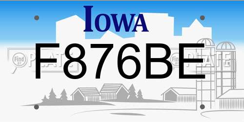 F876BE Iowa License Plate