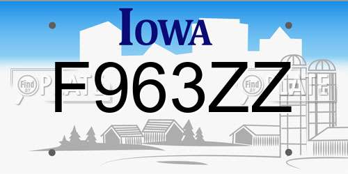 F963ZZ Iowa License Plate