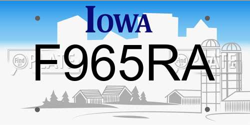 F965RA Iowa License Plate