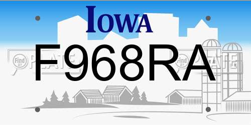 F968RA Iowa License Plate