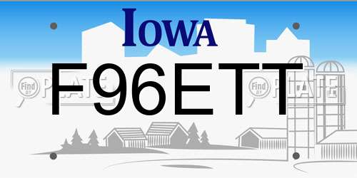 F96ETT Iowa License Plate