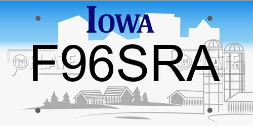 F96SRA Iowa License Plate