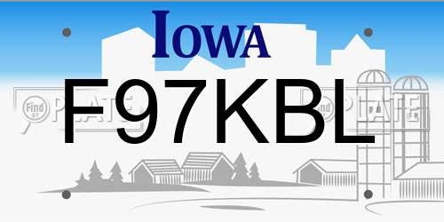 F97KBL Iowa License Plate